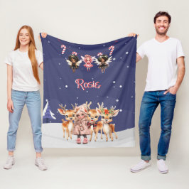 Christmas Girl Reindeer Candy Cane Fairies Fleecedecke