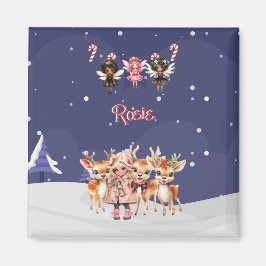 Christmas Girl Reindeer Candy Cane Fairies Magnet