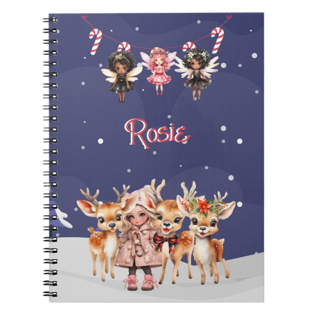 Christmas Girl Reindeer Candy Cane Fairies Notizblock (Vorderseite)