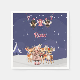 Christmas Girl Reindeer Candy Cane Fairies Serviette