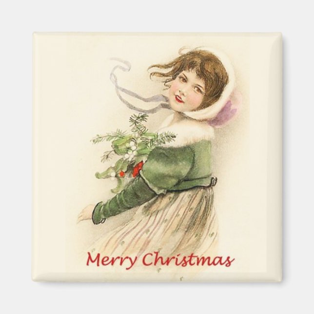 Christmas Girl Vintag Magnet (Vorne)