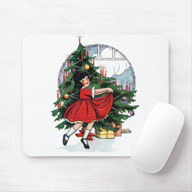 Christmas Girl Vintage Mousepad (Mit Mouse)