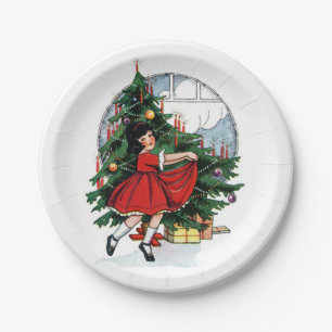 Christmas Girl Vintage Pappteller