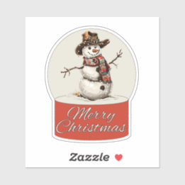 Christmas Glass Ball Snowman Merry Christmas Aufkleber