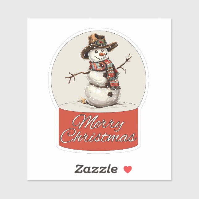 Christmas Glass Ball Snowman Merry Christmas Aufkleber (Blatt)