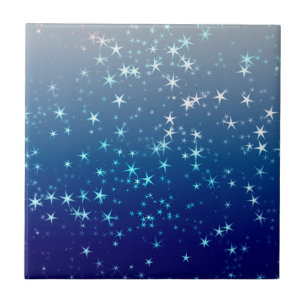 Christmas Glitzern Stars Blue Sky Fliese