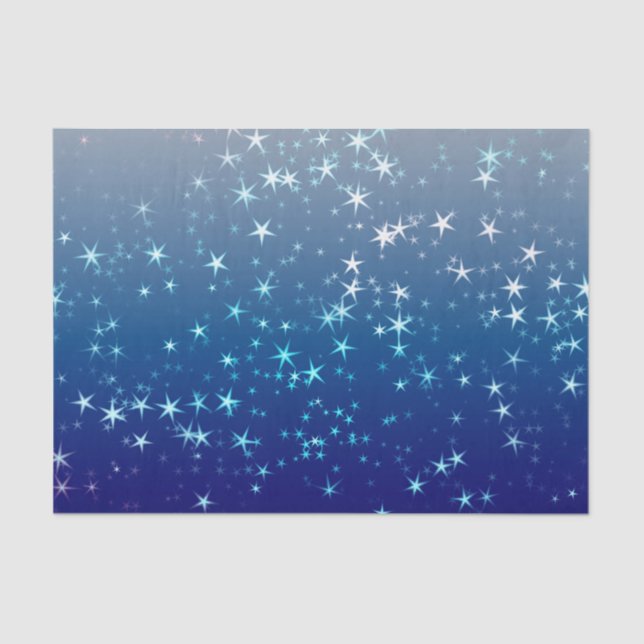 Christmas Glitzern Stars Blue Sky Seidenpapier (Vorderseite)