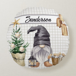 Christmas Gnome Country Bauernhof Buffalo Kariert Rundes Kissen