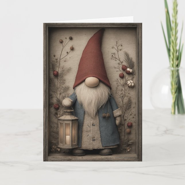 Christmas Gnome Feiertagskarte (Vorderseite)