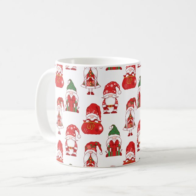 Christmas Gnome Gift & Sack Pattern Kaffeetasse (Vorderseite Links)
