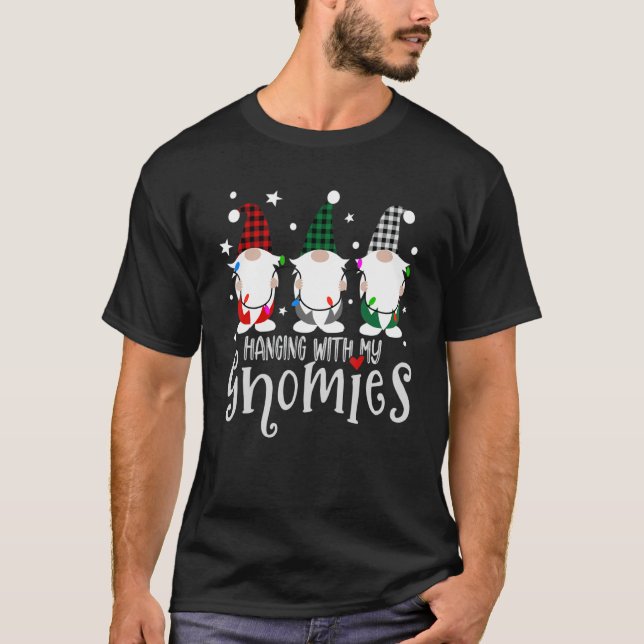 Christmas Gnome Hanging With My Gnomies Men Women  T-Shirt (Vorderseite)