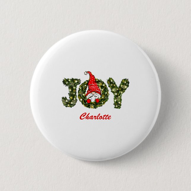 Christmas Gnome Joy Red Green White  Button (Vorderseite)