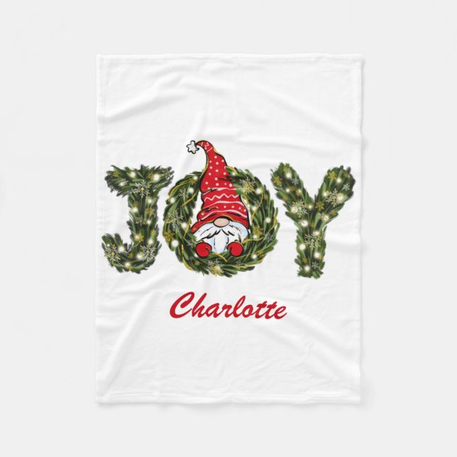 Christmas Gnome Joy Red Green White  Fleecedecke (Vorderseite)