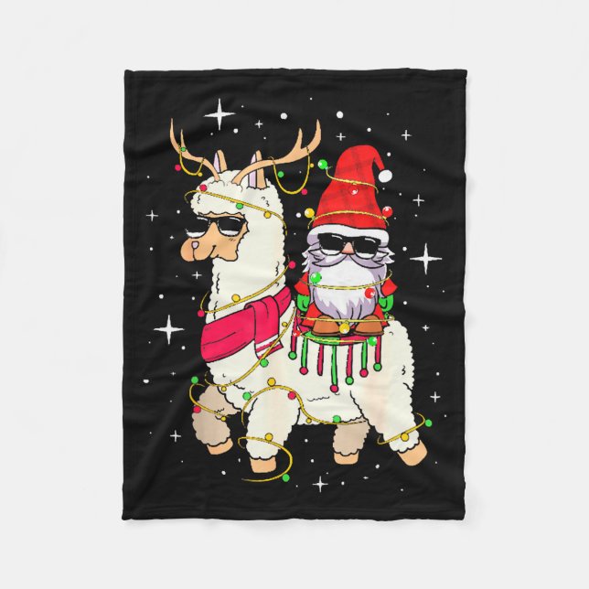 Christmas Gnome On Llama, Cute Alpaca Chanukah Chr Fleecedecke (Vorderseite)