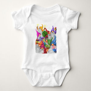 Christmas Gnome Party Cartoon Baby Bodysuit Strampler