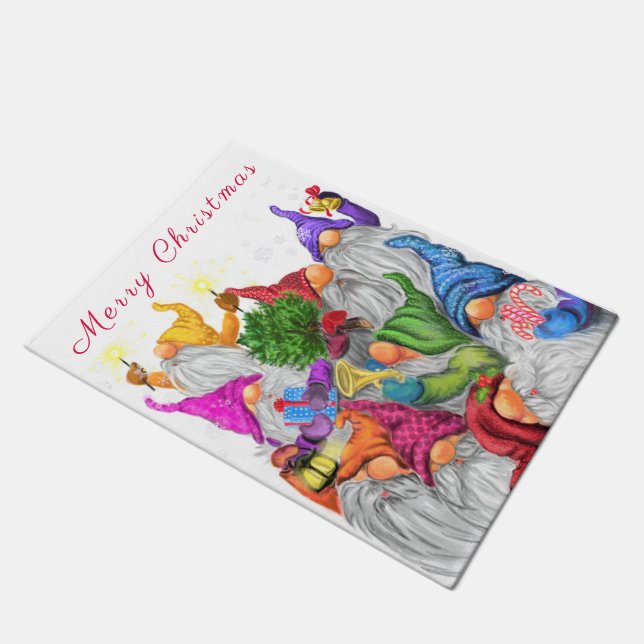Christmas Gnome Party Funny Doormat Fußmatte (Schrägansicht)