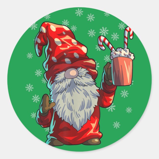 Christmas Gnome Shirt Männer Frauen Buffalo Karier Runder Aufkleber (Vorderseite)