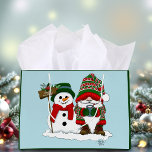 Christmas Gnome Snowman Niedlich Große Geschenktüte<br><div class="desc">Ein niedliches Weihnachtsbrunnen ganz in Rot,  Grün und Weiß mit einer Tasse heiße Schokolade ist neben einem Schneemann stehend,  der neben einem Happy Holidays Schild einen roten Schal und einen dunkelgrünen Hut trägt</div>