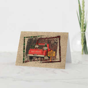 Christmas Gnome Sweet Gnome Red Truck Kariert Rust Karte