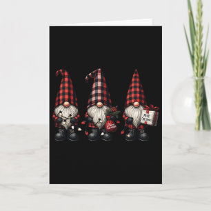 Christmas Gnome Trio Buffalo Karo Kariert Hats Wei Karte