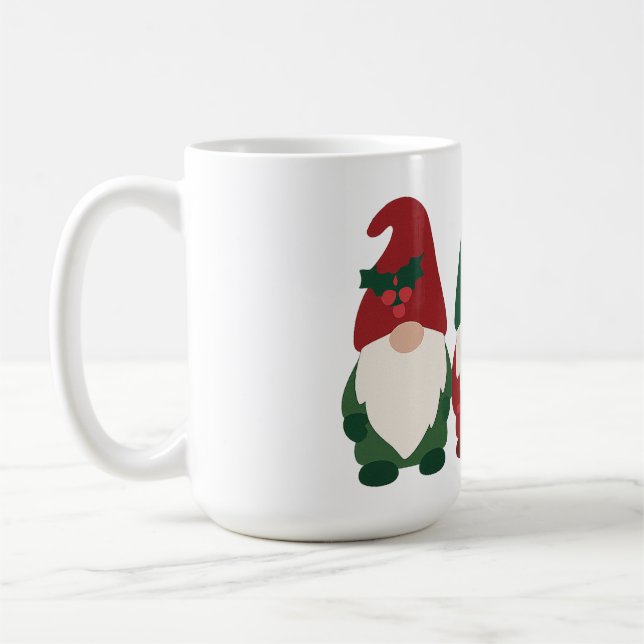 "Christmas Gnome Trio - Feierlicher Feiertag Kaffeetasse (Links)