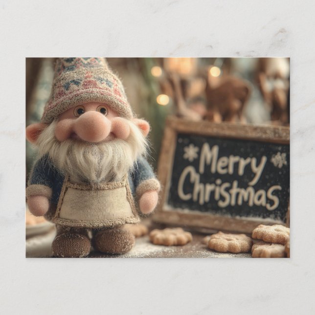 Christmas Gnome with Cookies and Merry Christmas Postkarte (Vorderseite)