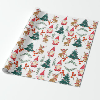 Christmas gnome wrapping paper Scandinavian  Geschenkpapier