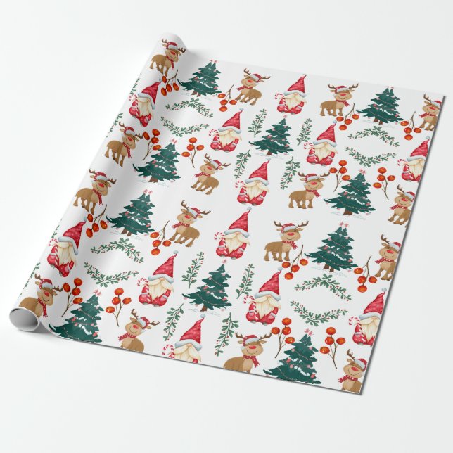 Christmas gnome wrapping paper Scandinavian  Geschenkpapier (Ungerollt)