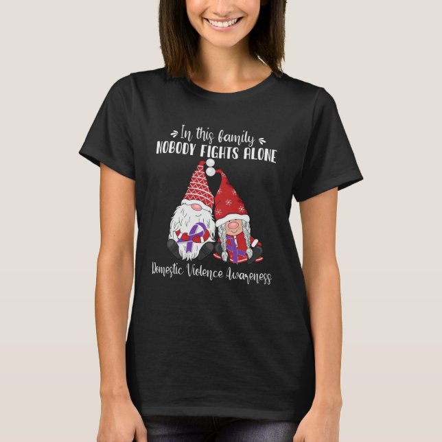 Christmas Gnomes Domestic Violence Awareness T-Shirt (Vorderseite)
