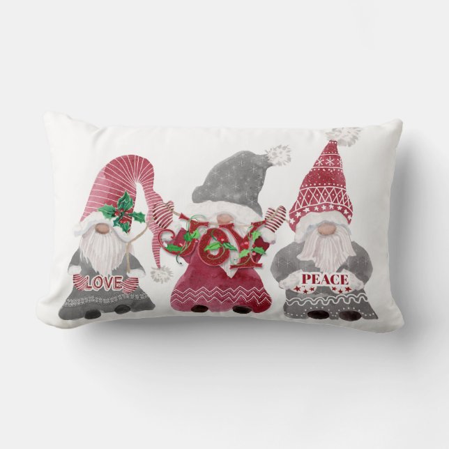 Christmas Gnomes Liebe Joy Peace Typografy Lendenkissen (Vorderseite)