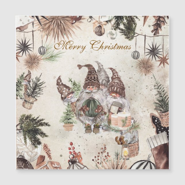 Christmas gnomes magnetkarte (Vorderseite)
