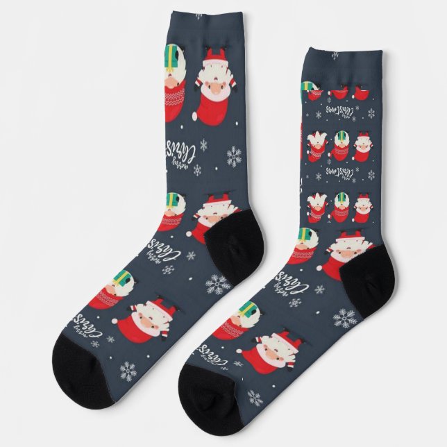 "CHRISTMAS GNOMES" Nachhaltiger Premium-Crew-Sock Socken (Linkes Detail)