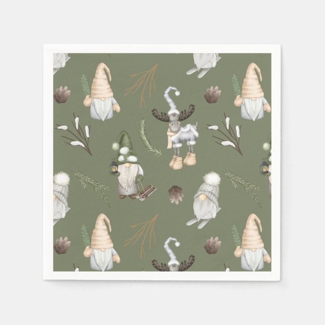 Christmas Gnomes Woodland Serviette (Vorderseite)