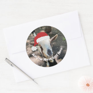 Christmas Goat Custom Message Runder Aufkleber