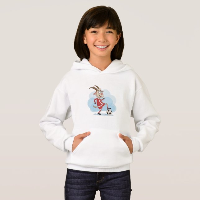 Christmas Goat Playing Soccer Hoodie (Vorne ganz)