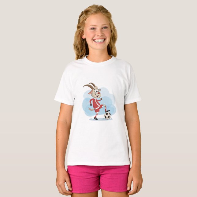 Christmas Goat Playing Soccer T-Shirt (Vorne ganz)