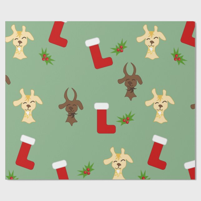 Christmas Goats with Stockings and Mistletoe Funny Geschenkpapier (Flach)