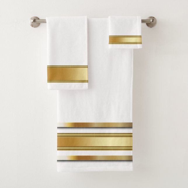 Christmas Gold Metallic und White Badhandtuch Set (Insitu)