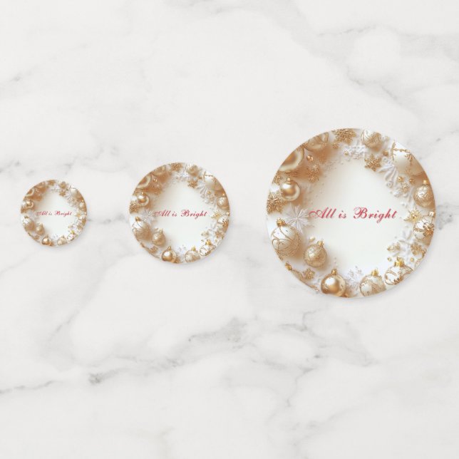 Christmas Gold Ornaments,Snowflakes All is Bright Konfetti (Vorderseiten)