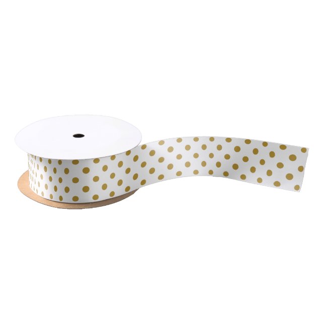Christmas Gold Polka Dot Ribbon Satinband (Spule)