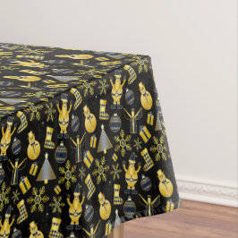 Christmas Gold Santa Snowman Strumpf Pattern Tischdecke