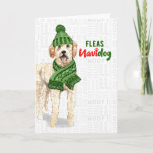 Christmas Golden Doodle Dog Fleas NaviDOG Feiertagskarte