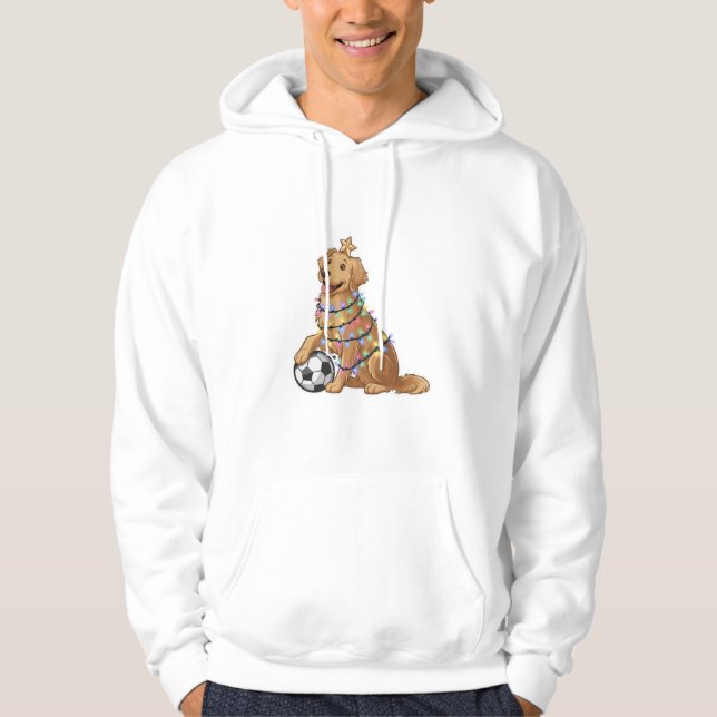 Christmas Golden Retriever Dog with Soccer Ball Hoodie (Vorderseite)