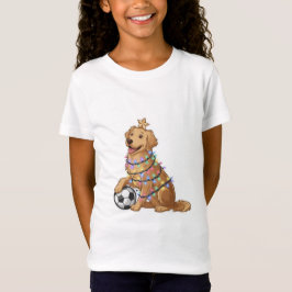 Christmas Golden Retriever Dog with Soccer Ball T-Shirt