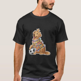 Christmas Golden Retriever Dog with Soccer Ball T-Shirt