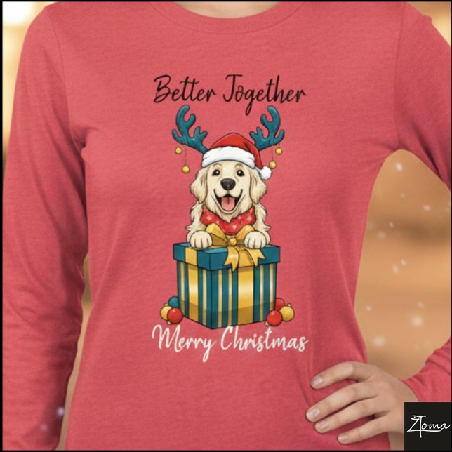 Christmas Golden Retriever Gift Graphic Reindeer Tri-Blend Shirt (Von Creator hochgeladen)