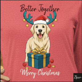Christmas Golden Retriever Gift Graphic Reindeer Tri-Blend Shirt