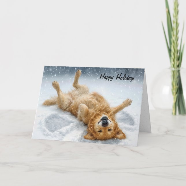 Christmas Golden Retriever Snow Angel Feiertagskarte (Vorderseite)