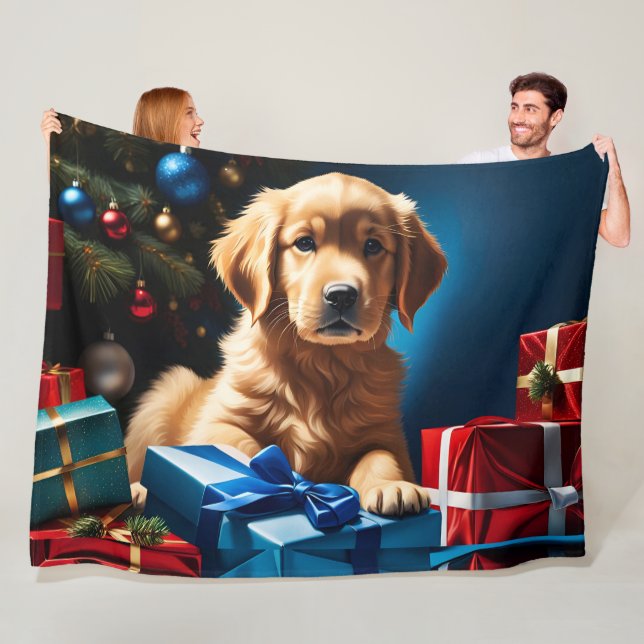CHRISTMAS GOLDEN RETRIEVY PUPPY FLEECEDECKE (Beispiel)