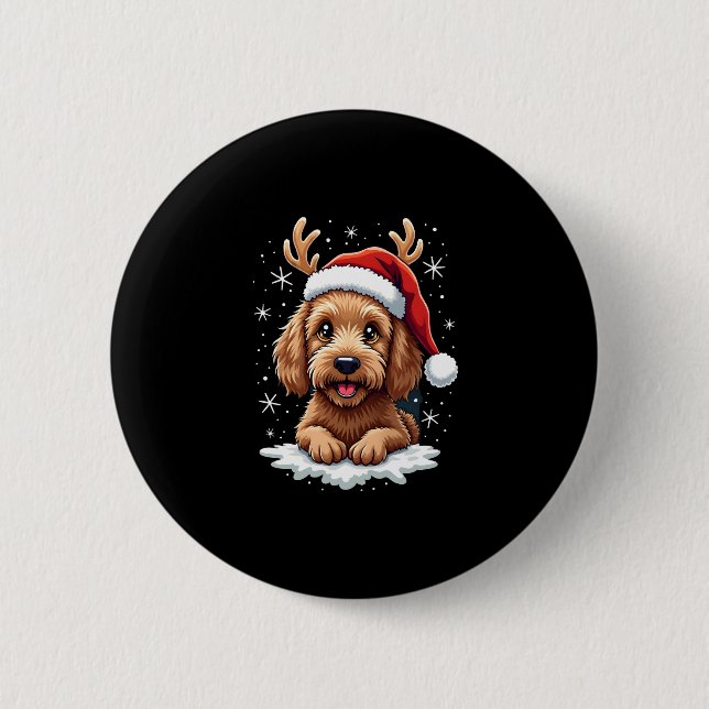 Christmas Goldendoodle Dog Reindeer Holiday Doodle Button (Vorderseite)